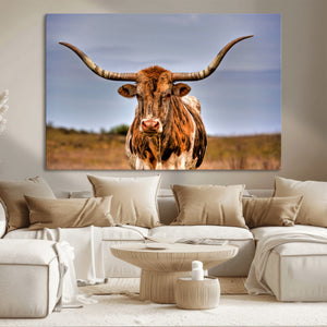 Texas Longhorn Wall Art Print, Framed Longhorn Cow Wall Art