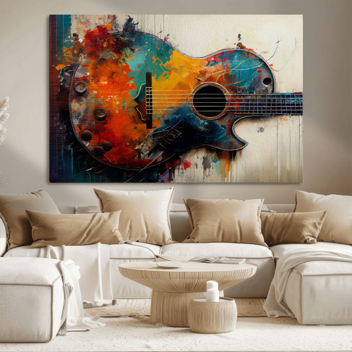 Abstract Guitar Wall Art Canvas | Vibrant Music-Inspired Art