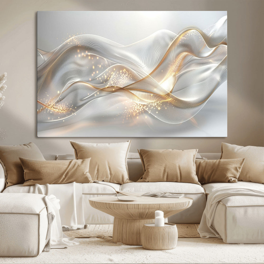 Abstract art Grey and Gold Lines Wall Art