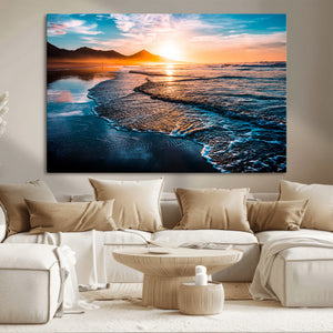 Sunset Beach Ocean Canvas Wall Art – Tranquil Ocean