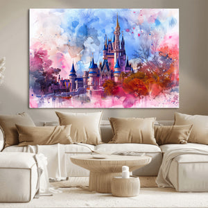 Disney Wall Art: Dreamy Watercolor Cinderella Castle Canvas
