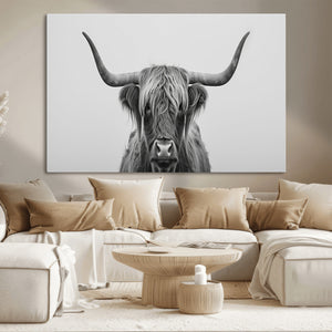 Farmhouse Longhorn Wall Art Canvas Print, Longhorn Texas