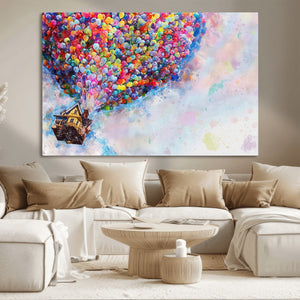 Don't Look Up Movie Canvas Wall Art - Vibrant Floating House