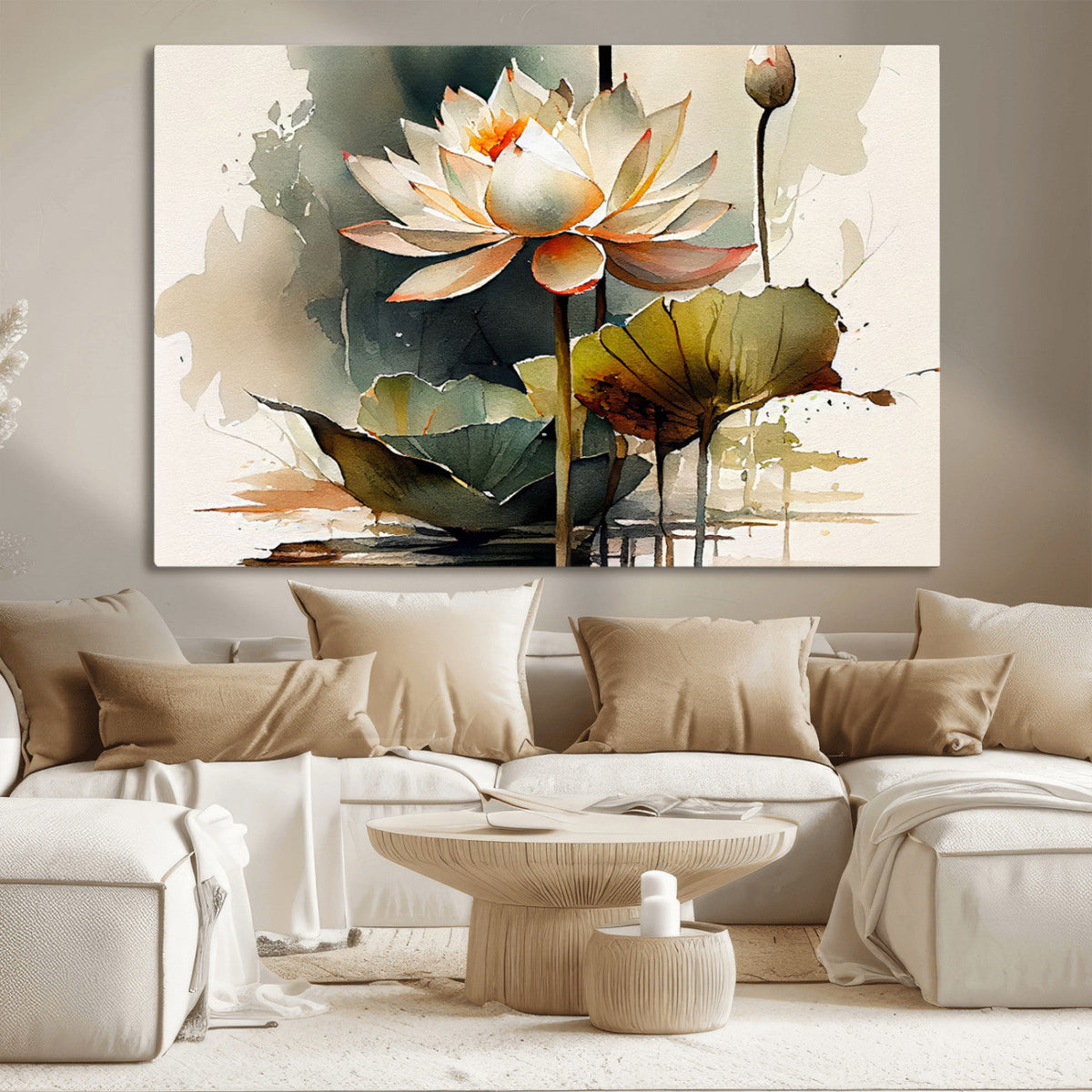 Lotus Flower Watercolor Canvas Print – A Symbol of Serenity