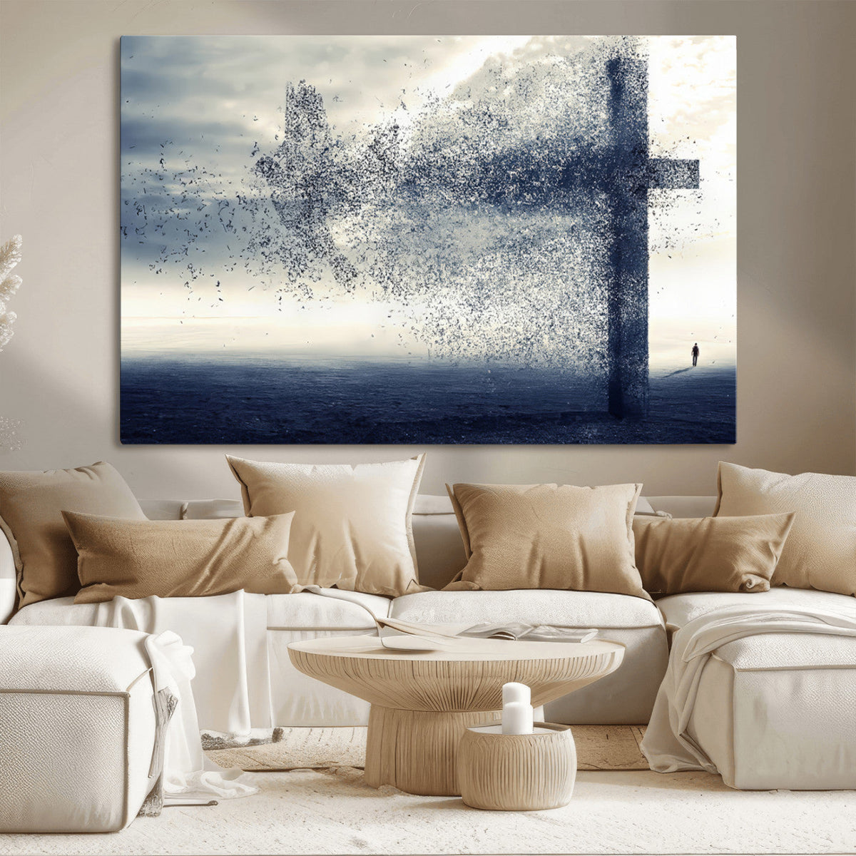 Jesus and the Fading Cross Wall Art Print – Symbol of Faith,