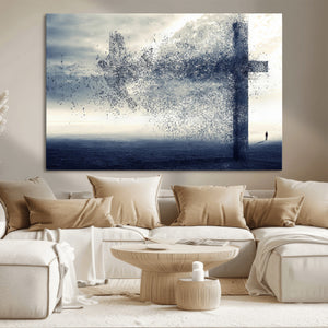 Jesus and the Fading Cross Wall Art Print – Symbol of Faith,