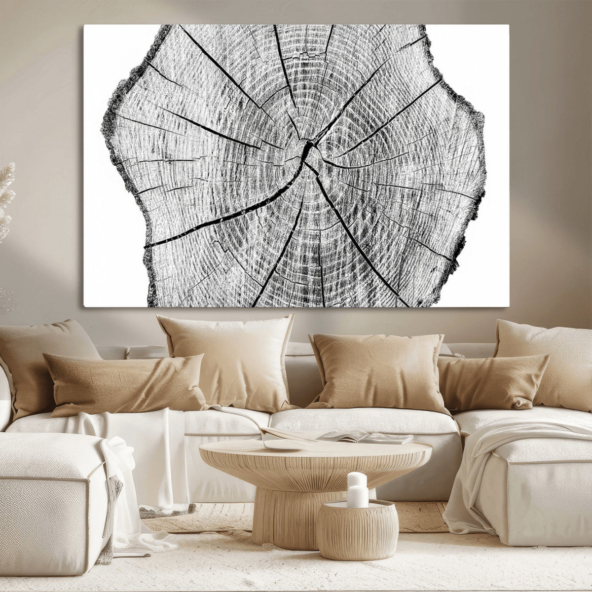 Rustic Tree Ring Wall Art Canvas Print – Framed and Ready to