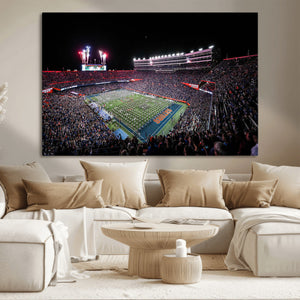 Ben Hill Griffin Stadium Night Game Triple Canvas Wall Art -