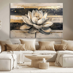 Lotus Flower Wall Art – Framed Abstract Floral Canvas