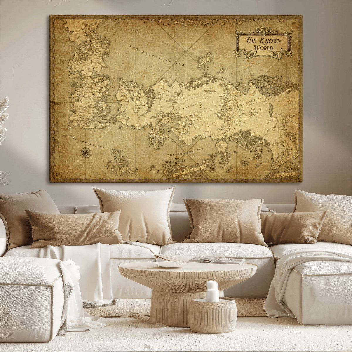Vintage Game of Thrones Map Wall Art | Westeros and Essos