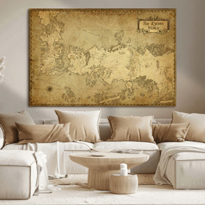 Vintage Game of Thrones Map Wall Art | Westeros and Essos