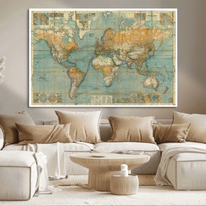 Push Pin World Map Canvas Print – Travel Tracker Wall Art