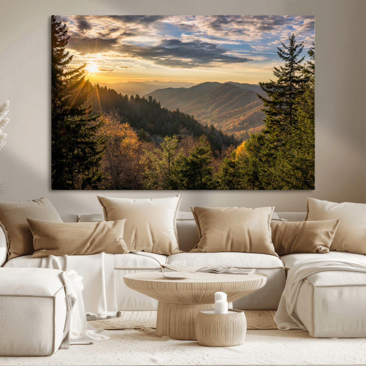 Sunrise Over the Smoky Mountains Canvas Wall Art –