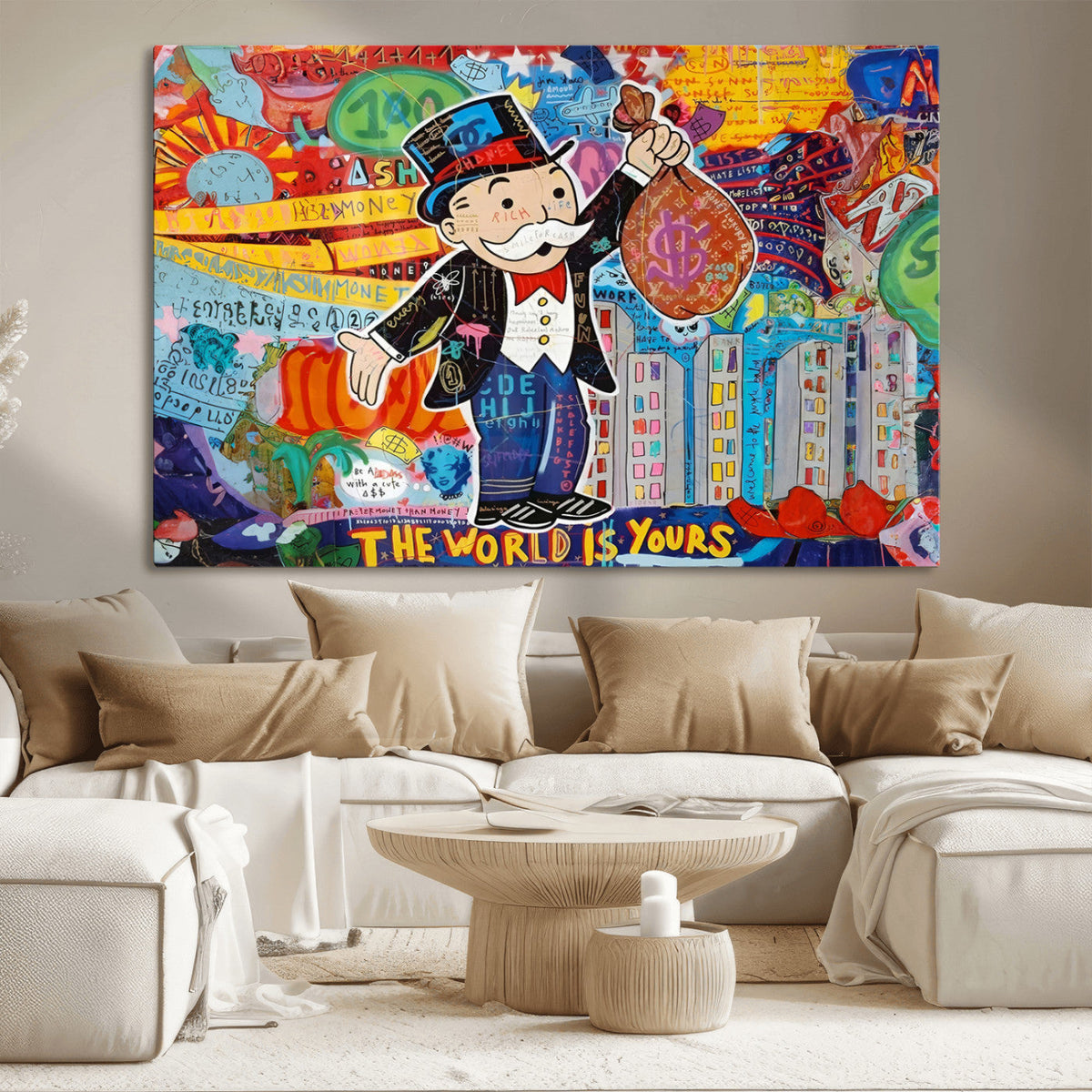 Pop Art Monopoly Man Canvas Wall Art Print - Bold and