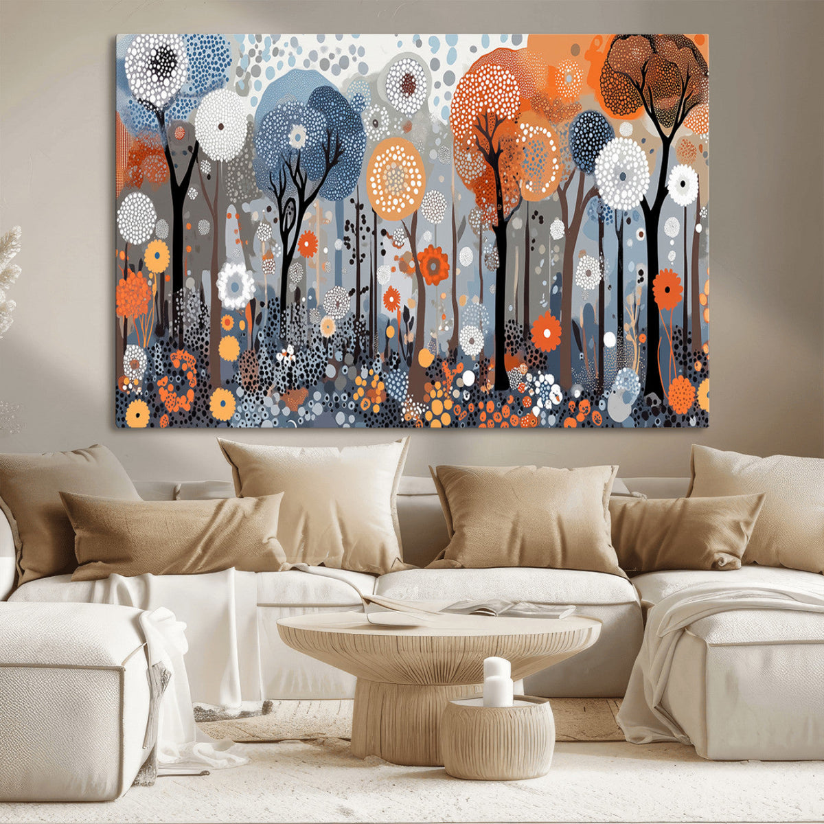 Abstract Winter Landscape Canvas Wall Art Print - Large