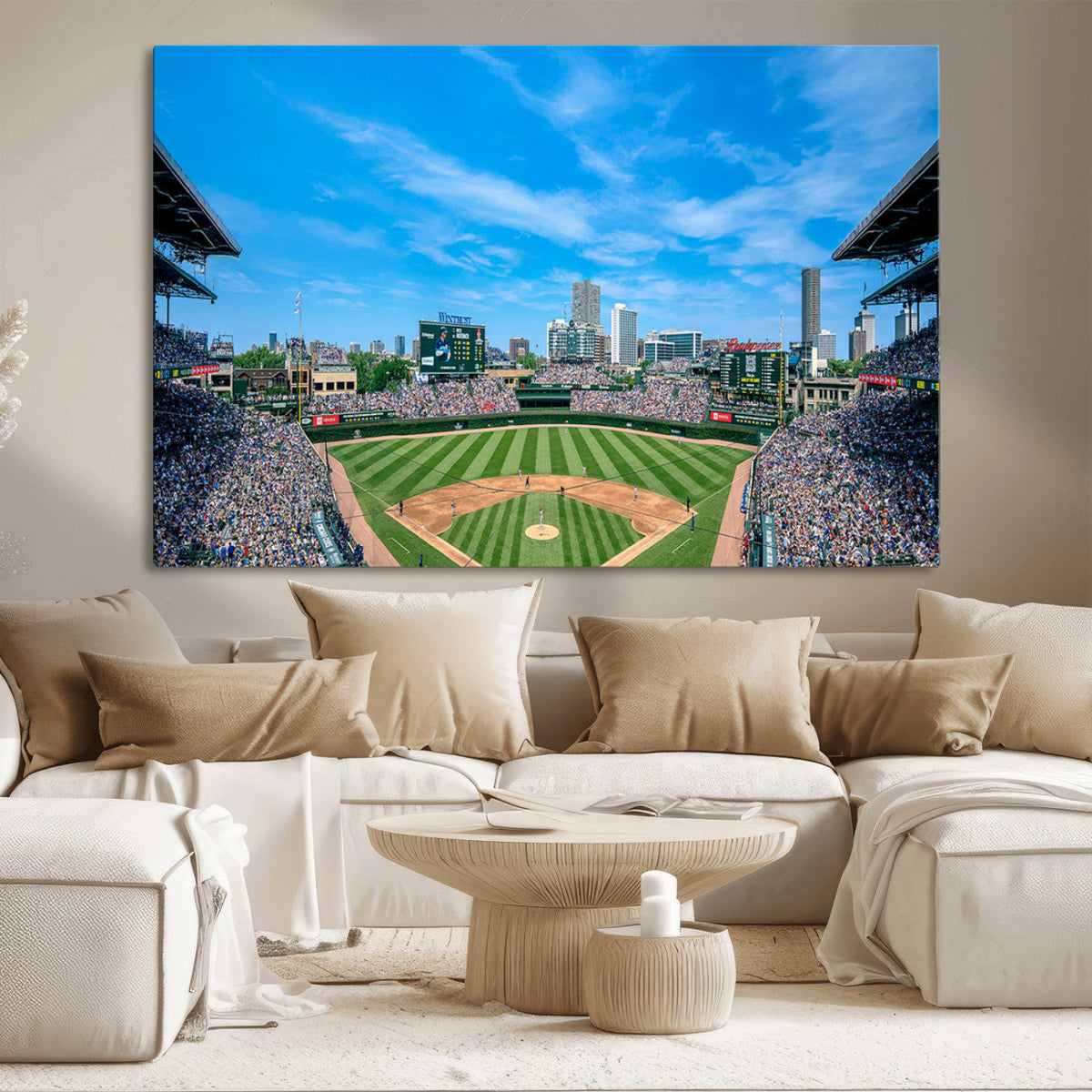 Wrigley Field Chicago Cubs Panoramic Art Multi-Piece Canvas