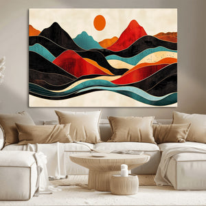 Western Wall Decor - Large Triptych Mountain Canvas - Boho