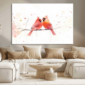 Cardinal Bird Canvas Wall Art - Male and Female Cardinal