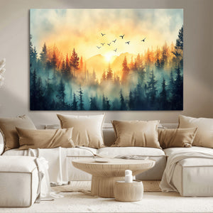Abstract Forest Wall Art Print- Serene Nature Canvas Print