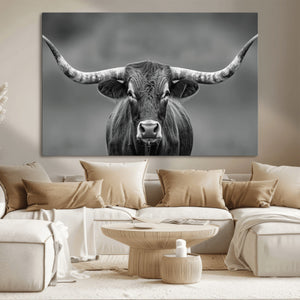 Texas Longhorn Wall Art Canvas Print – Framed Western Bull