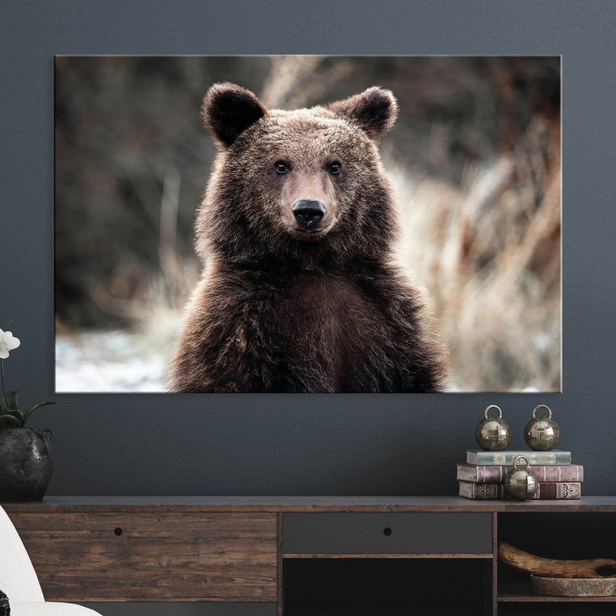 Brown Bear Wall Art Canvas Print – Framed Majestic Woodland