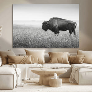 Bison Wall Art Canvas Print – Framed Rustic Wildlife Scene