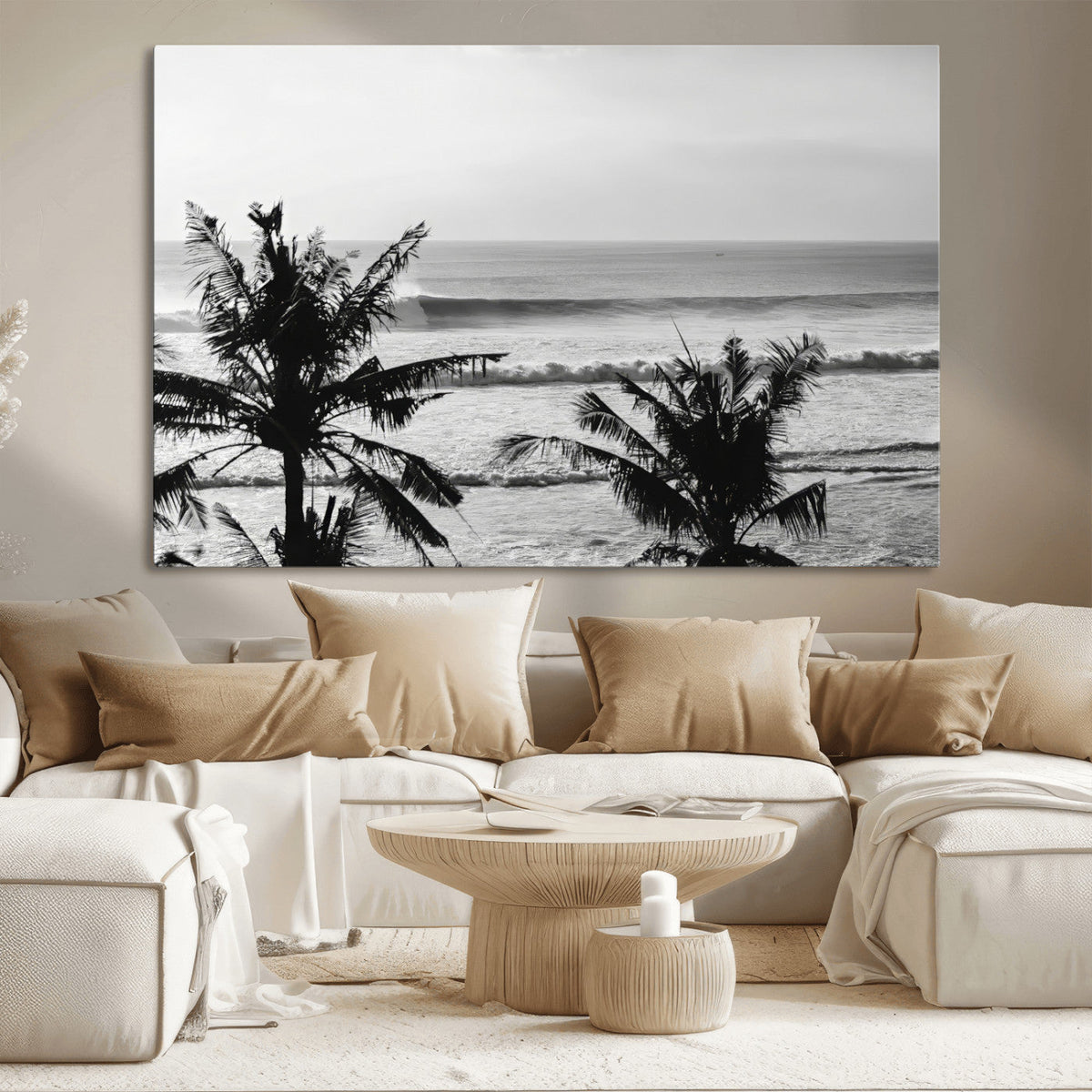 Tropical Coastline Wall Art Canvas Print – Framed Palm Trees