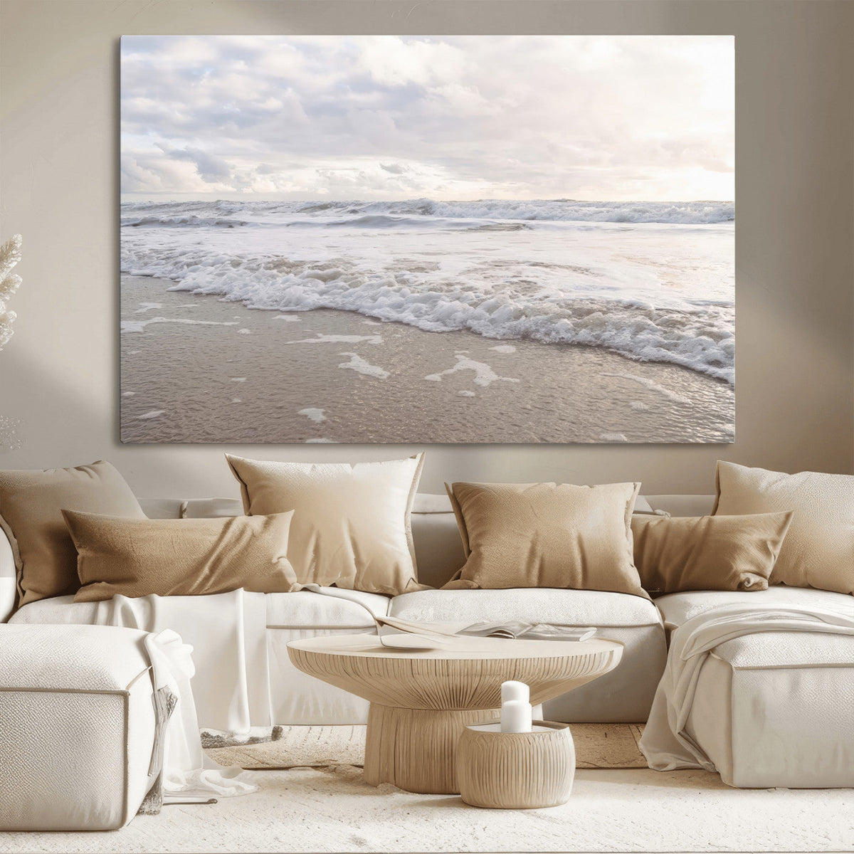 Ocean Waves Wall Art Canvas Print – Framed Coastal Shoreline