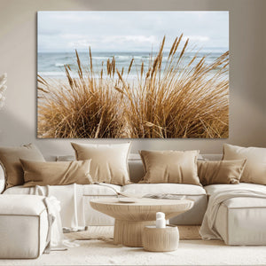 Beach Grass Wall Art Canvas Print – Framed Coastal Dunes Art
