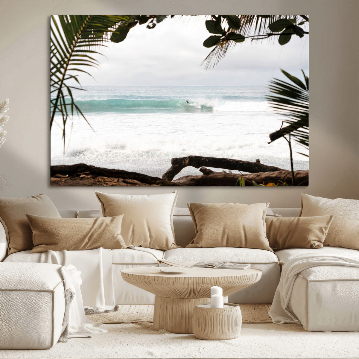 Tropical Surf Wall Art Canvas Print – Framed Palm Tree View