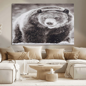 Grizzly Bear Wall Art Canvas Print – Framed Rustic Lodge Art