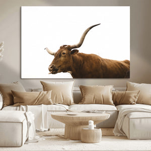 Longhorn Cow Wall Art Canvas Print – Framed Rustic Animal