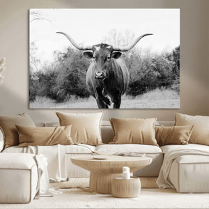 Longhorn Photography Wall Art Canvas Print – Framed Western