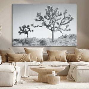 Joshua Tree Wall Art Canvas Print – Black and White Desert