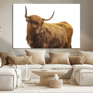 Highland Cow Wall Art Canvas Print – Framed Farmhouse Wall