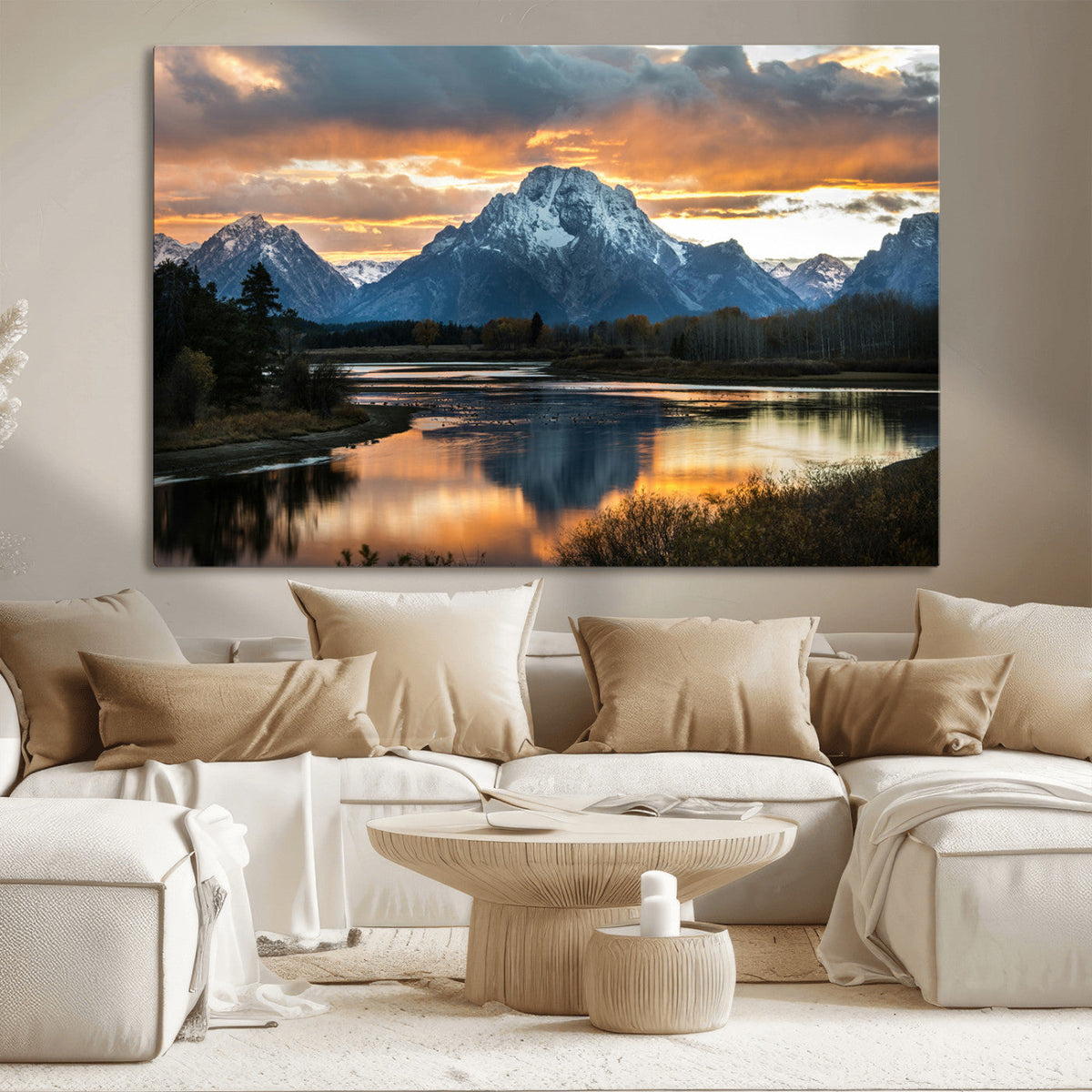 Mountain Sunset Wall Art Canvas Print – Framed Alpine