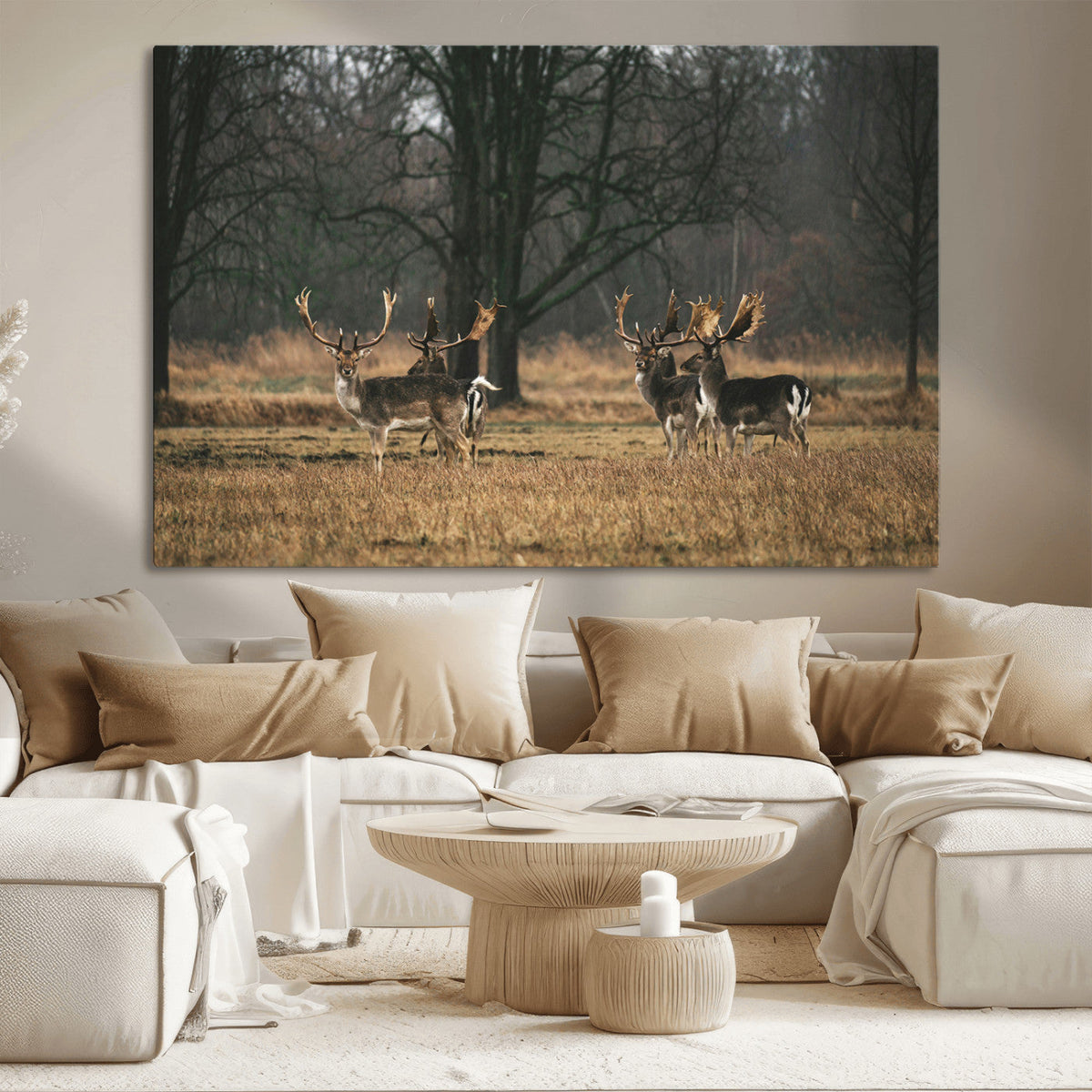 Deer Wall Art Canvas Print – Framed Rustic Wildlife Art