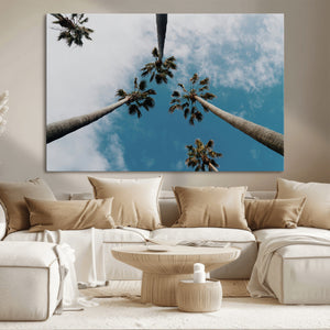 Tropical Palm Trees Wall Art Canvas Print Framed California