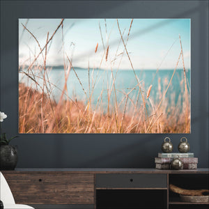 Coastal Grass Landscape Wall Art Canvas Print – Golden