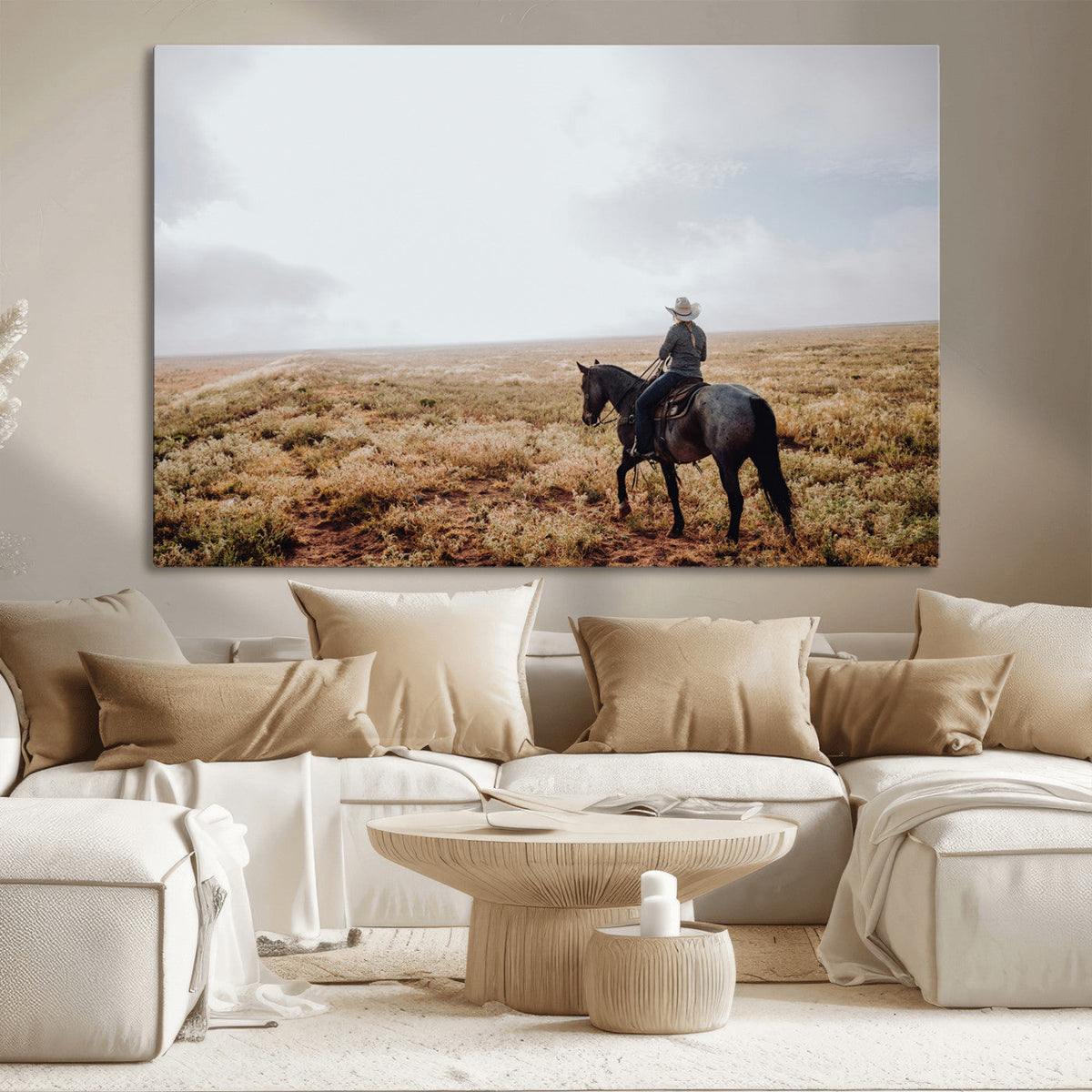 Cowboy Wall Art Canvas Print – Framed Western Ranch Scene