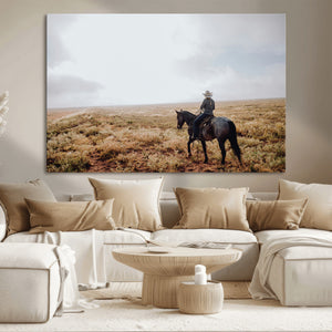 Cowboy Wall Art Canvas Print – Framed Western Ranch Scene