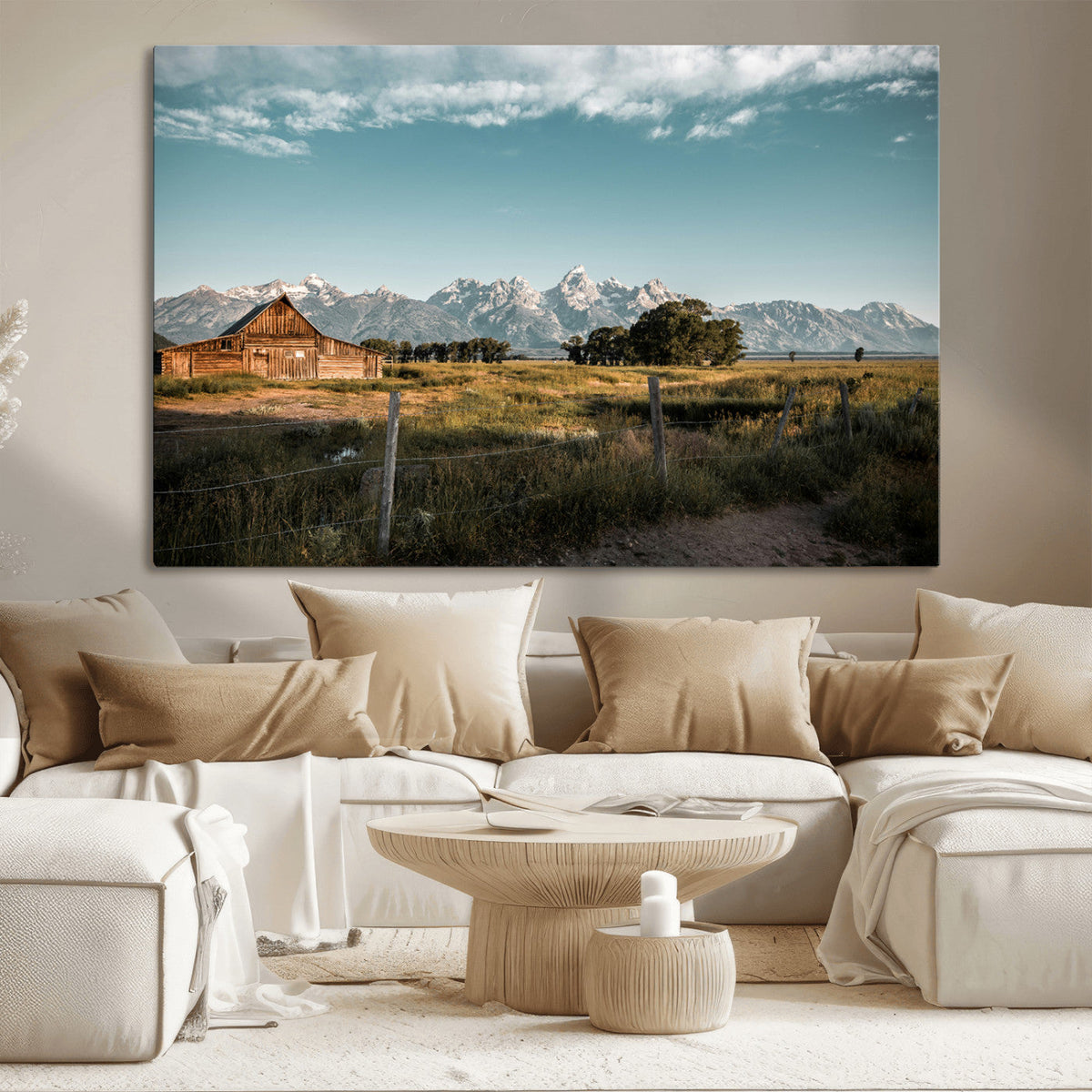 Rustic Farmhouse Wall Art Canvas Print – Framed Mountain