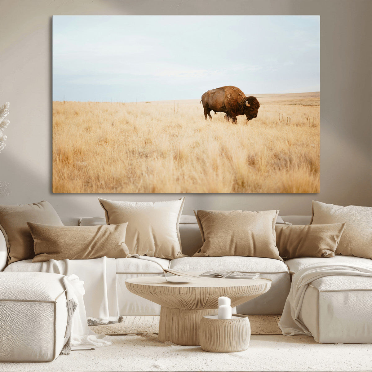 Buffalo Wall Art Canvas Print – Framed Western Wildlife
