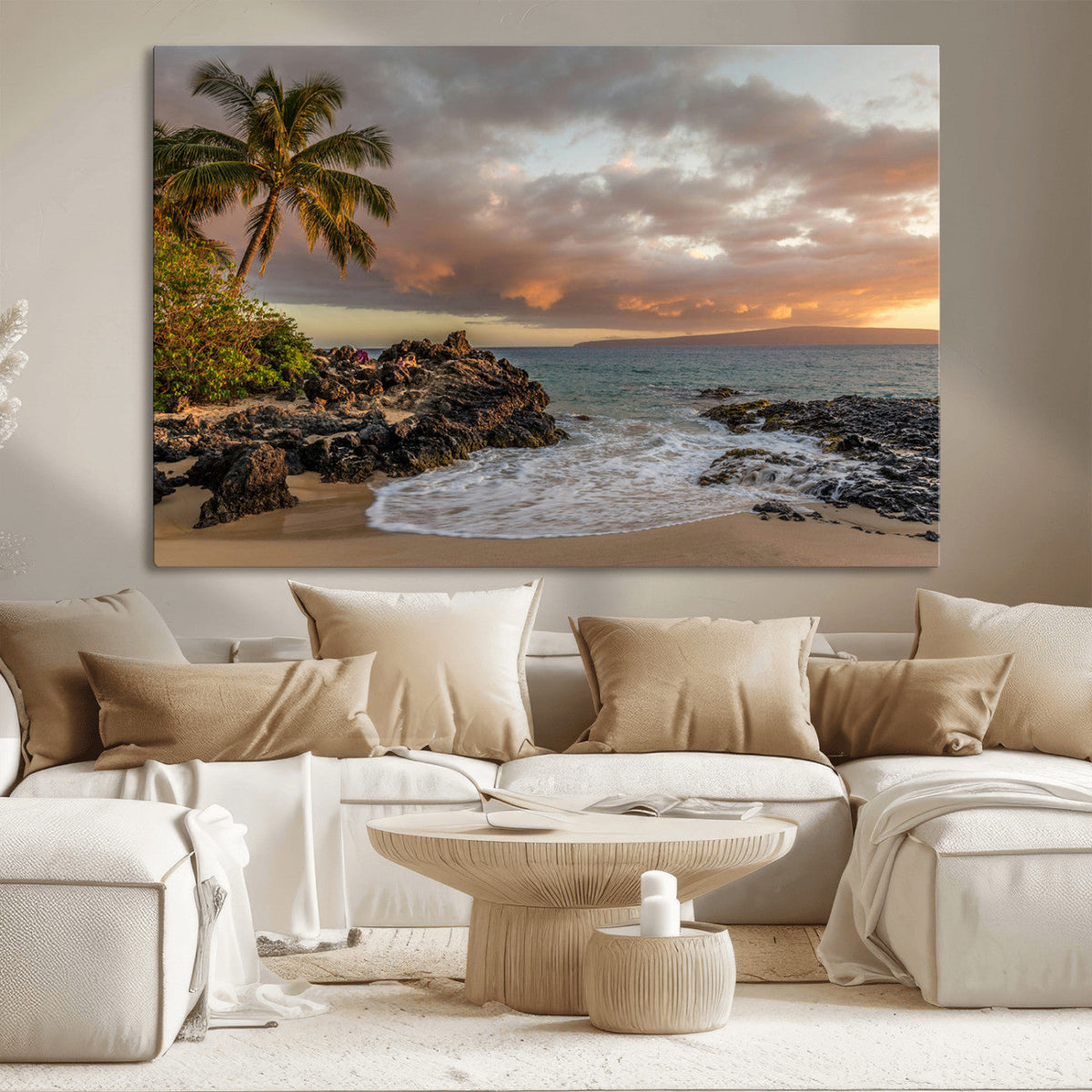 Tropical Beach Wall Art Canvas Print, Vibrant Hawaiian