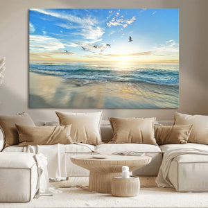 Minimalist Seaside Wall Art Canvas Print – Morning Glow