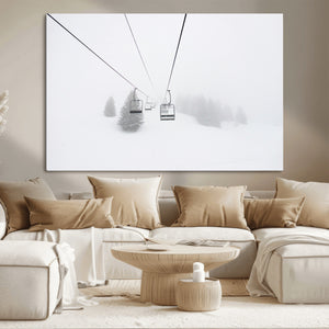 Ski Lift Wall Art Canvas Print – Snowy Alpine Landscape