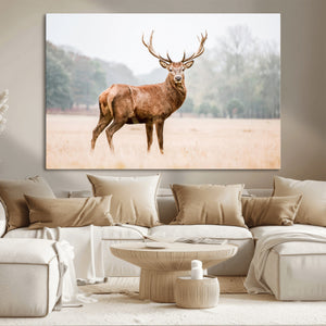 Vintage Wildlife Wall Art Canvas Print – Misty Landscape