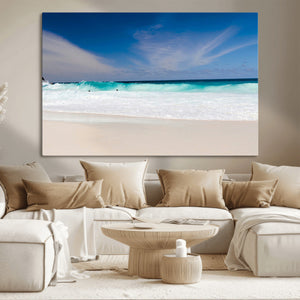 Ocean Breeze Wall Art Canvas Print, Aqua Waves and Coastal