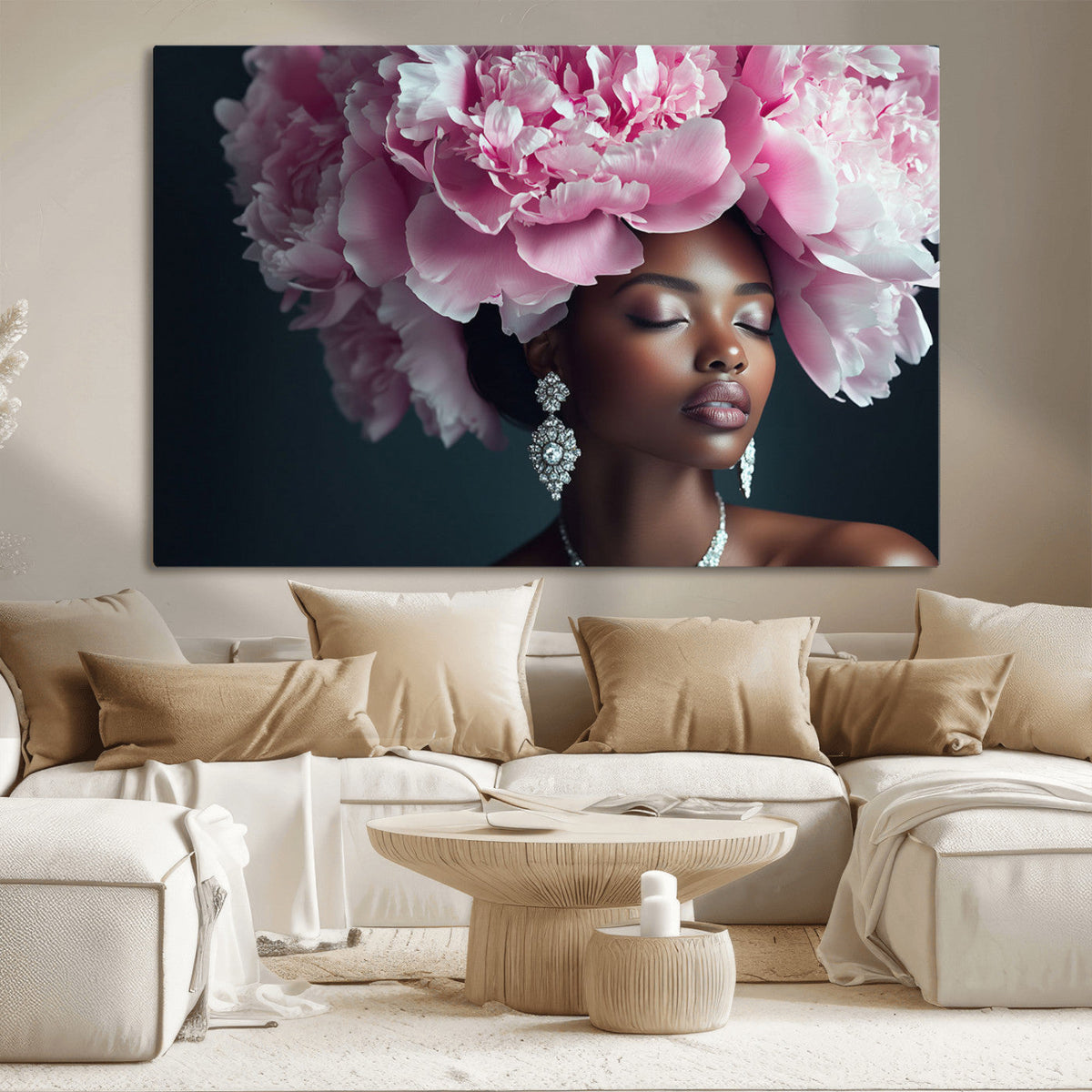 Black Beauty Petal Crown Wall Art Canvas Print – Floral