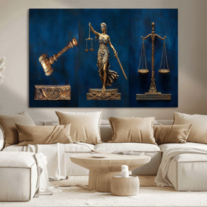 Lady Justice Wall Art Canvas Print – Elegant Gold Legal